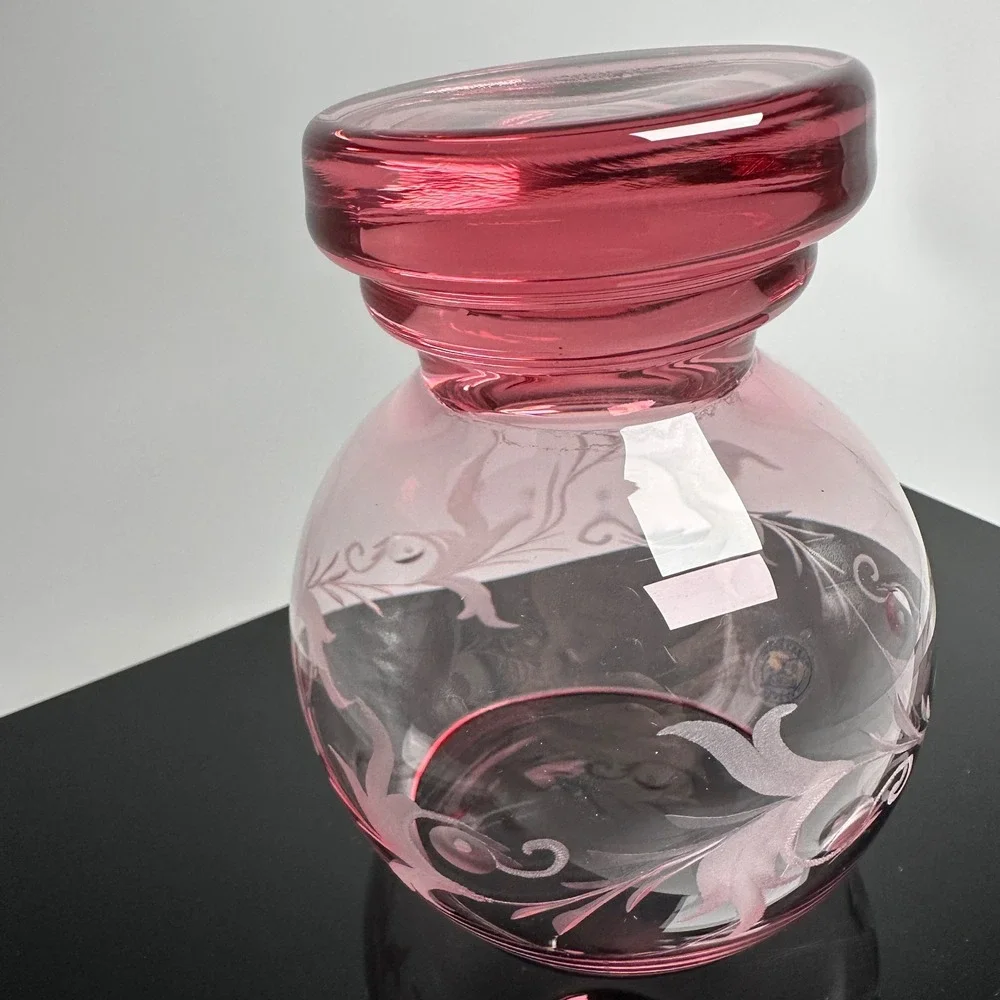 Kristall Schlenz Rattenberg Austria Glass Ruby Cut Crystal Brandy Snifter Cognac